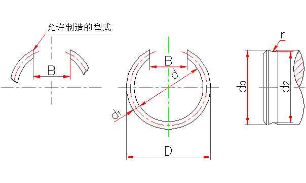 轴用钢丝挡圈 摘自GB 895.2-86